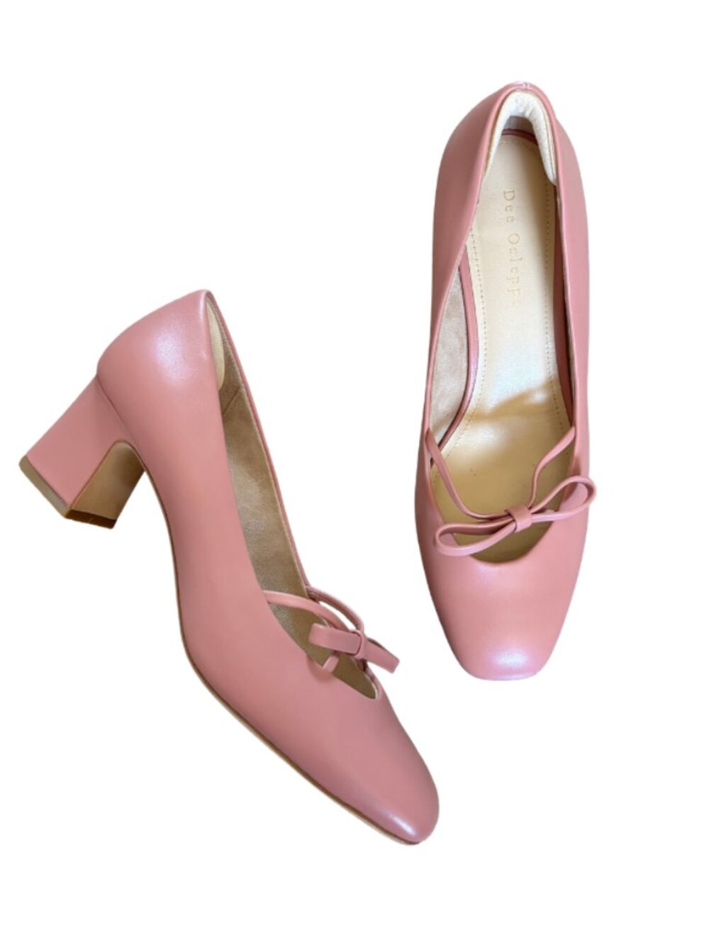 Dee Ocleppo Blush Pink Zion Bow Mary Jane Ballet Twee Coquette Block Heel Shoes